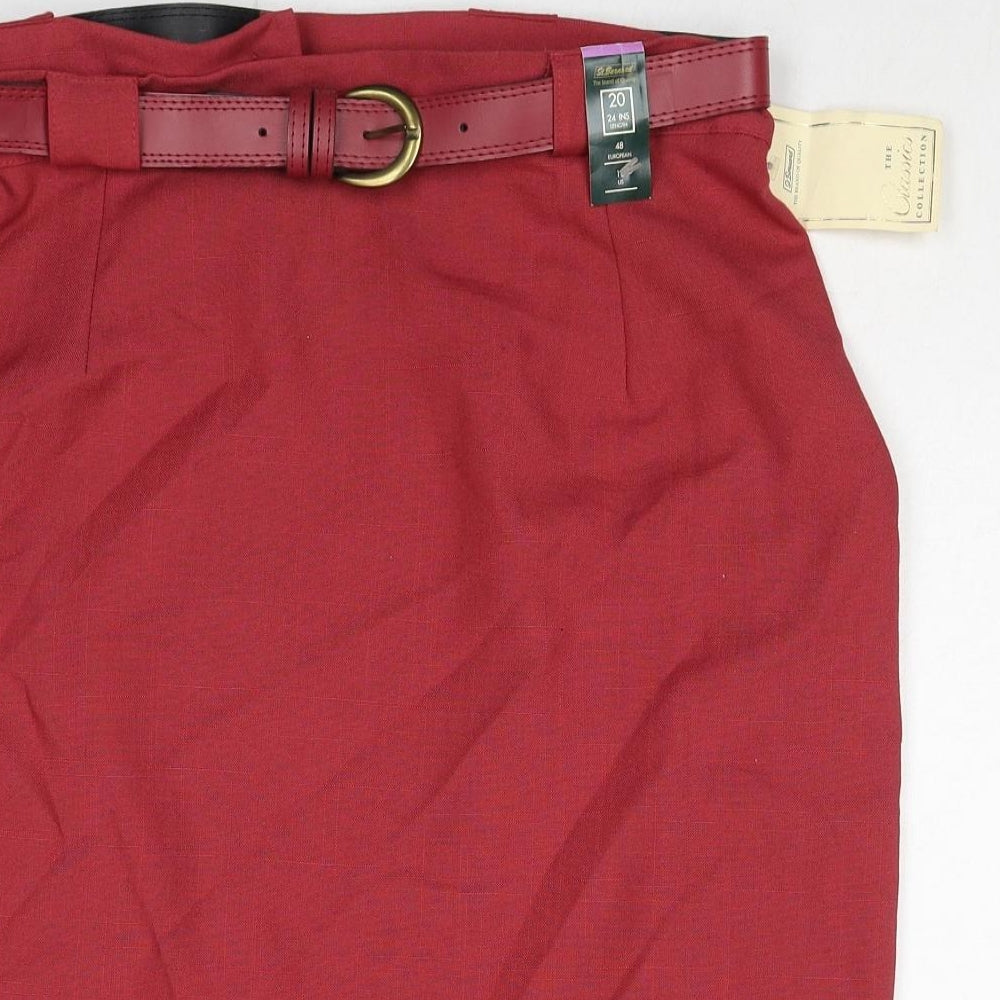 St.Bernard Womens Red Polyester A-Line Skirt Size 20 Zip - Belt Included