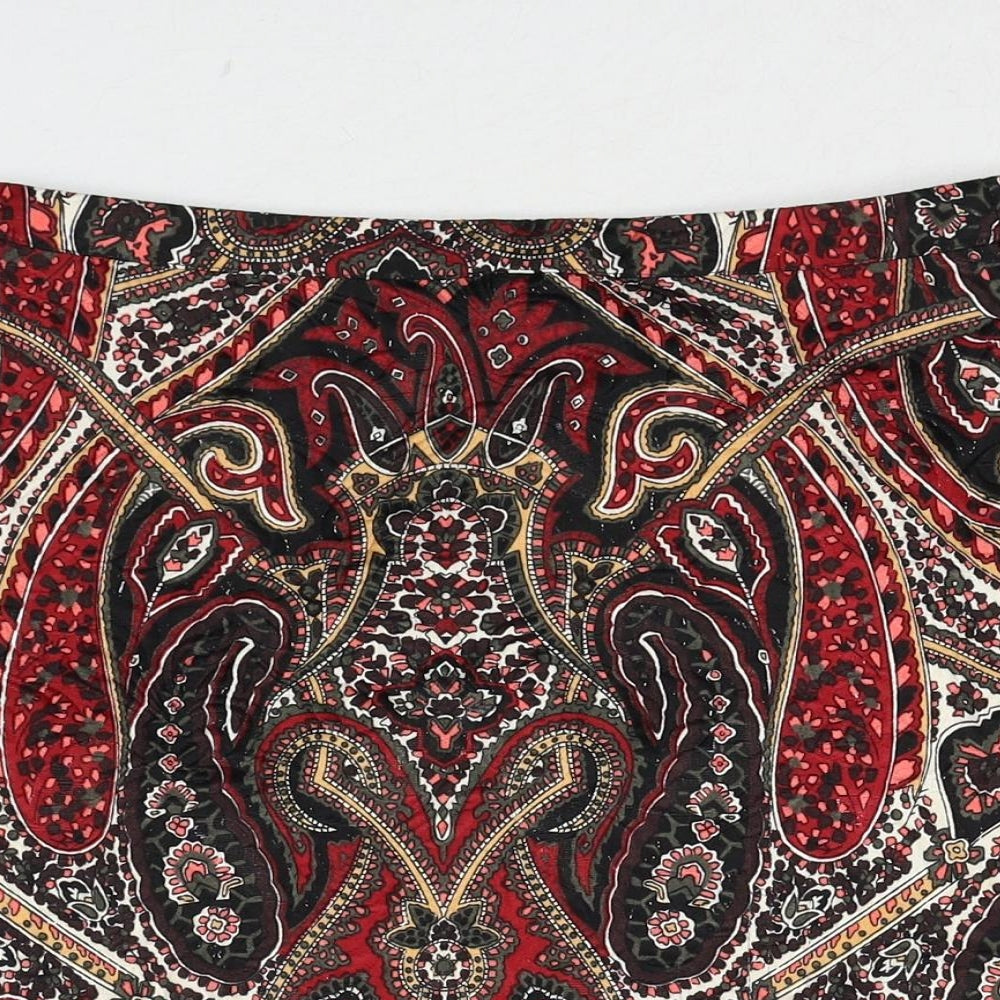 Oasis Womens Multicoloured Paisley Polyester A-Line Skirt Size 10 Zip