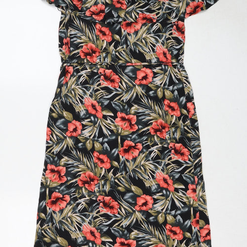 Oasis Womens Multicoloured Floral Viscose A-Line Size XS Off the Shoulder Pullover