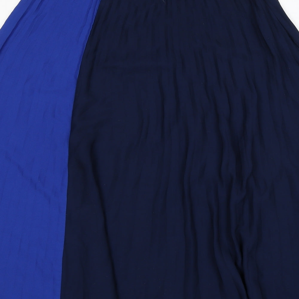 NEXT Womens Blue Polyester Swing Skirt Size 8 Zip - Colourblock