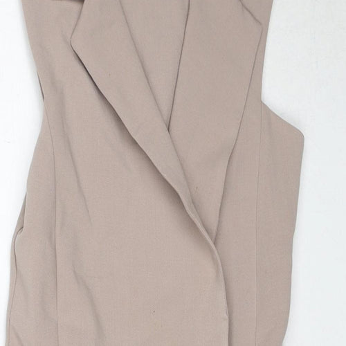 ASOS Womens Beige Polyester Wrap Dress Size 6 V-Neck Button