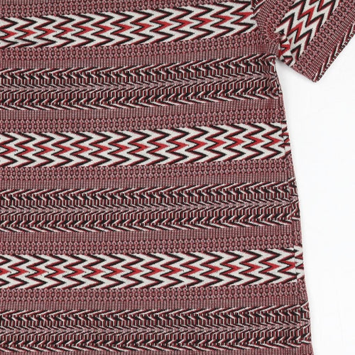 River Island Womens Red Geometric Polyester Shift Size 8 Round Neck Pullover
