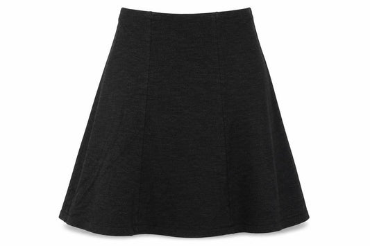 Front view of Country Casuals women’s grey polyester swing skirt, size UK 34, in