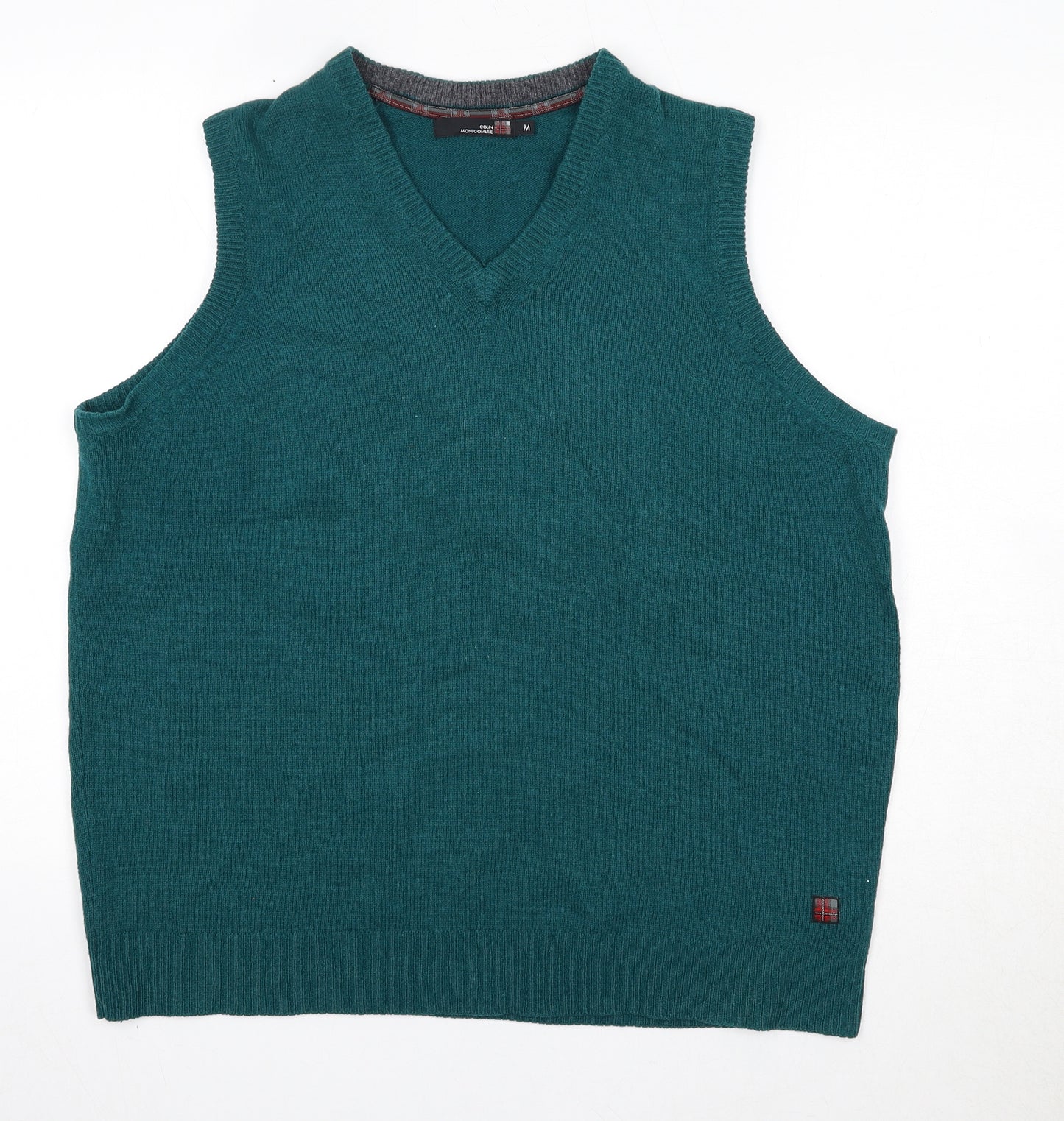 EWM Mens Green V-Neck Wool Vest Jumper Size M Sleeveless