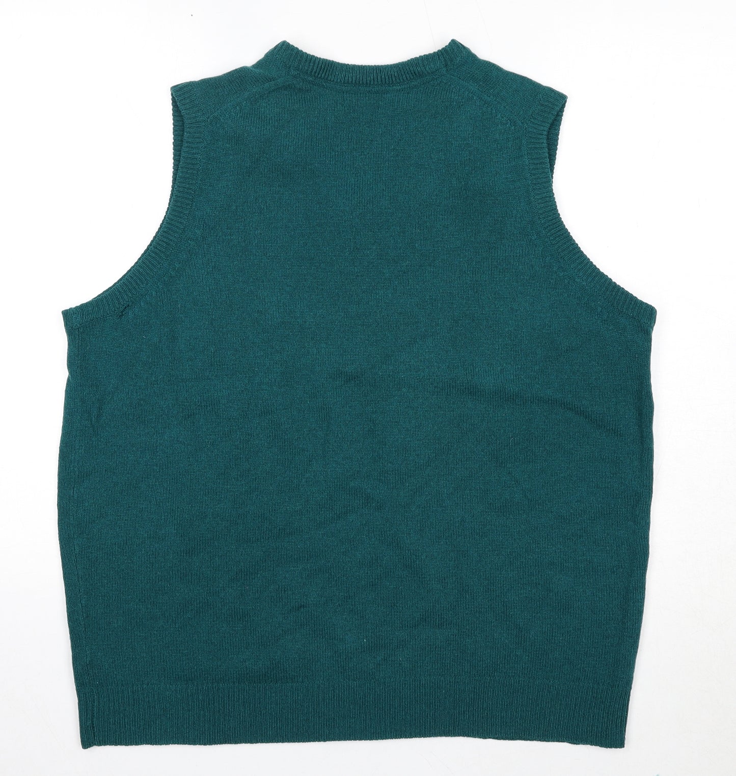 EWM Mens Green V-Neck Wool Vest Jumper Size M Sleeveless