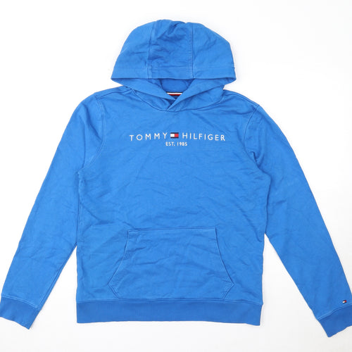 Tommy Hilfiger Boys Blue Cotton Pullover Hoodie Size 16 Years Pullover