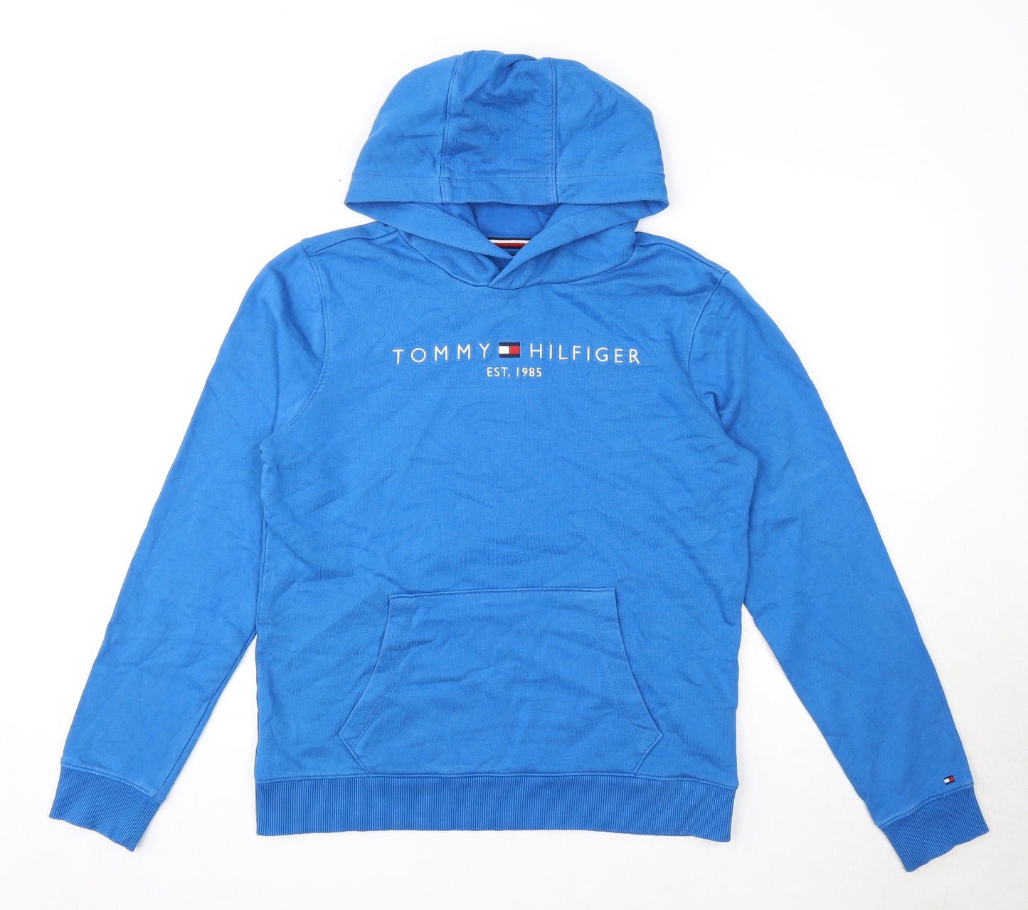 Tommy Hilfiger Boys Blue Cotton Pullover Hoodie Size 16 Years Pullover