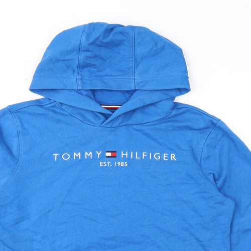 Tommy Hilfiger Boys Blue Cotton Pullover Hoodie Size 16 Years Pullover