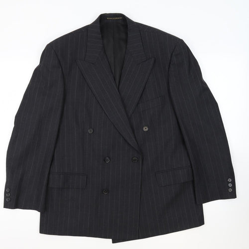 Marks and Spencer Mens Grey Striped Wool Jacket Suit Jacket Size 42 Regular