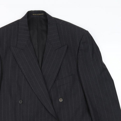Marks and Spencer Mens Grey Striped Wool Jacket Suit Jacket Size 42 Regular