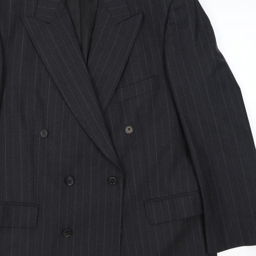 Marks and Spencer Mens Grey Striped Wool Jacket Suit Jacket Size 42 Regular
