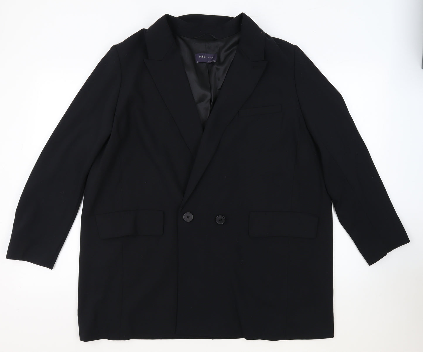 Marks and Spencer Womens Black Polyester Jacket Blazer Size 22