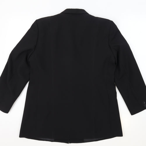 Bon Marche Womens Black Polyester Jacket Blazer Size 14