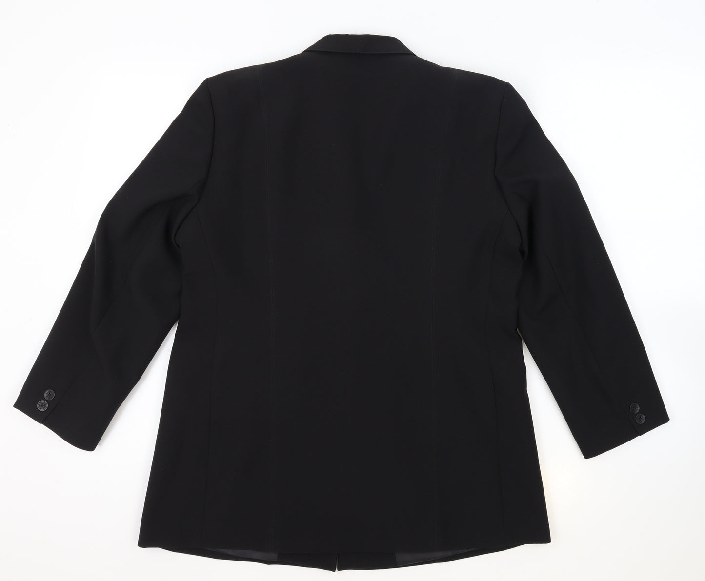 Bon Marche Womens Black Polyester Jacket Blazer Size 14