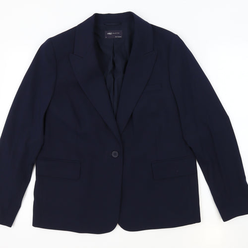 Marks and Spencer Womens Blue Polyester Jacket Suit Jacket Size 14