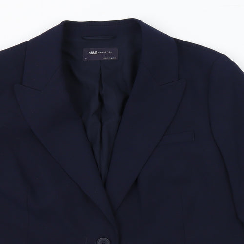 Marks and Spencer Womens Blue Polyester Jacket Suit Jacket Size 14