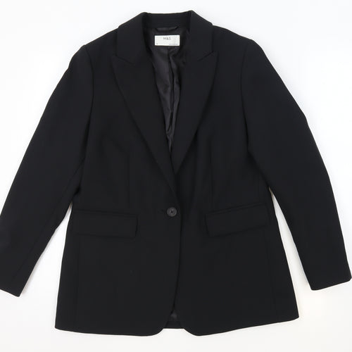 Marks and Spencer Womens Black Polyester Jacket Blazer Size 14