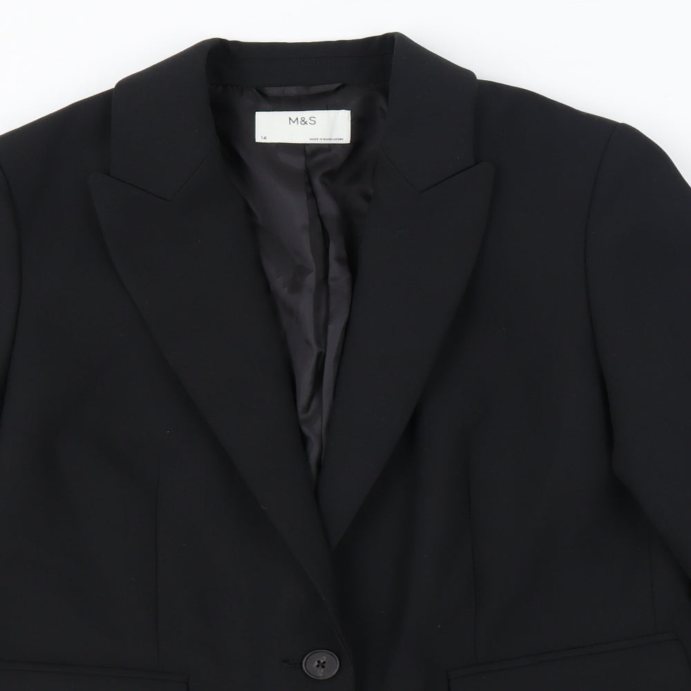 Marks and Spencer Womens Black Polyester Jacket Blazer Size 14