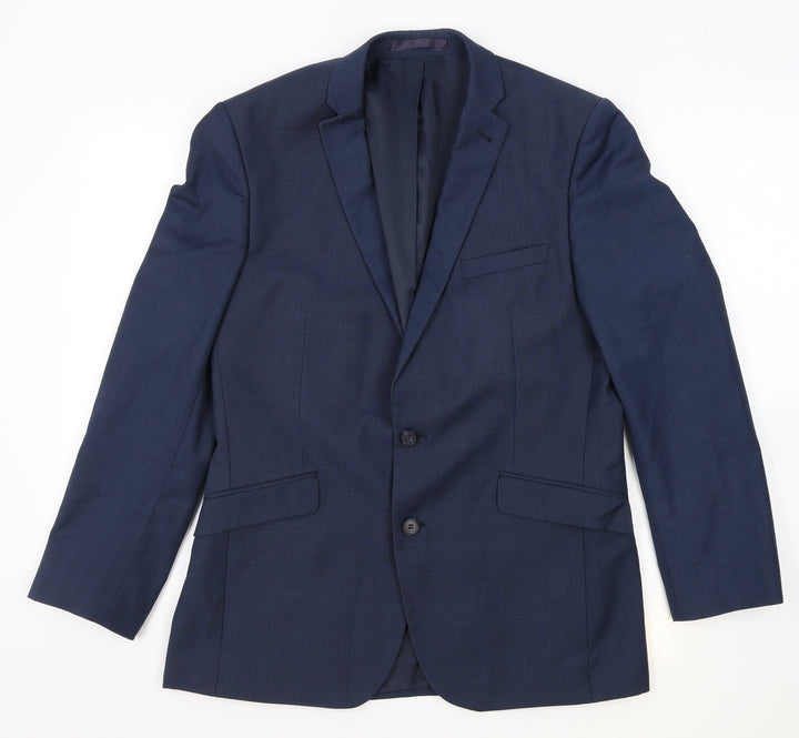 Racing Green Mens Blue Wool Jacket Suit Jacket Size 40 Regular