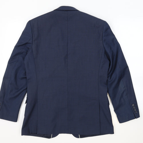 Racing Green Mens Blue Wool Jacket Suit Jacket Size 40 Regular