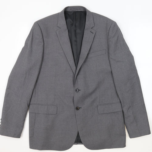 Jaeger Mens Grey Wool Jacket Suit Jacket Size 44 Regular
