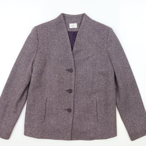 Eastex Womens Purple Herringbone Acrylic Jacket Blazer Size 12