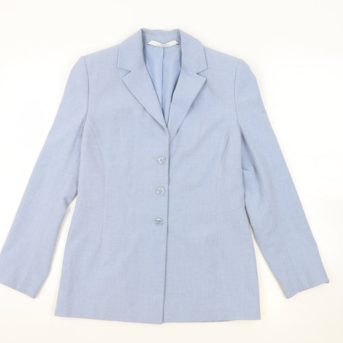 St Micheal Womens Blue Polyester Jacket Blazer Size 12