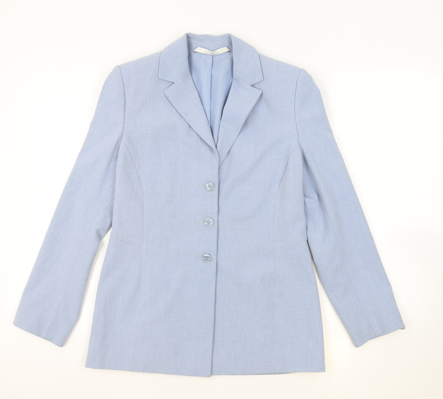 St Micheal Womens Blue Polyester Jacket Blazer Size 12