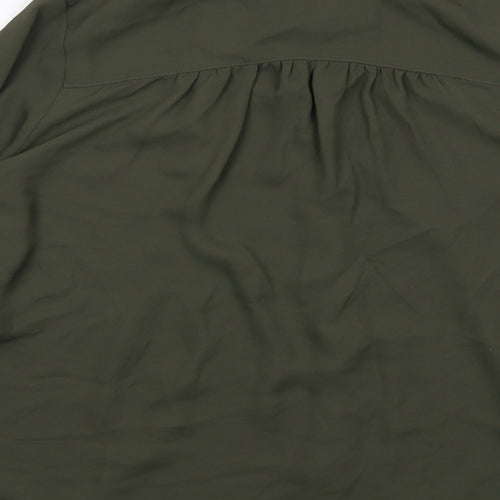 H&M Womens Green Polyester Basic Button-Up Size 10 Collared