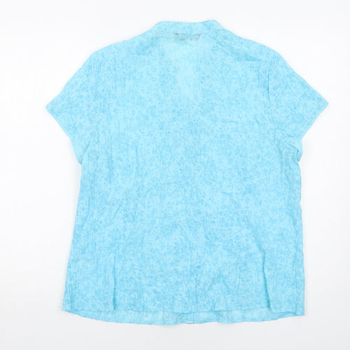 Bonmarché Womens Blue Geometric Polyester Basic Button-Up Size 16 V-Neck