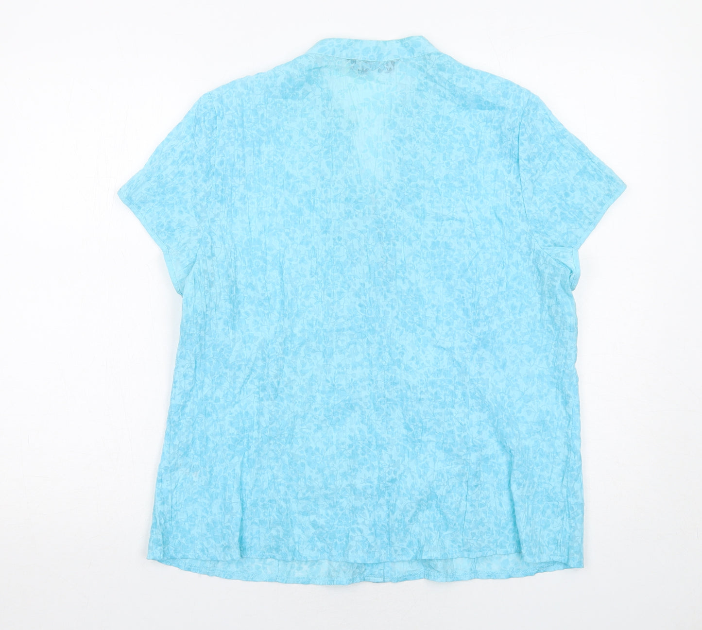 Bonmarché Womens Blue Geometric Polyester Basic Button-Up Size 16 V-Neck
