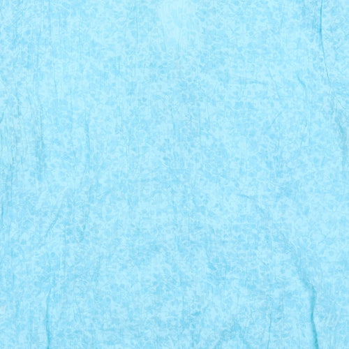 Bonmarché Womens Blue Geometric Polyester Basic Button-Up Size 16 V-Neck