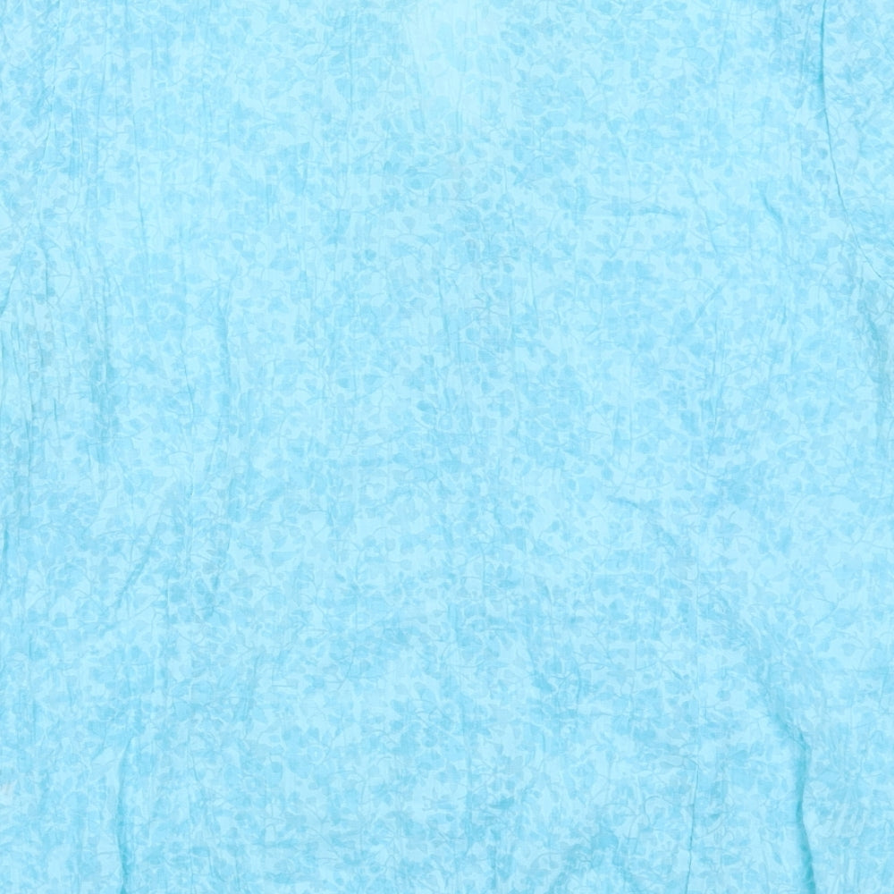 Bonmarché Womens Blue Geometric Polyester Basic Button-Up Size 16 V-Neck