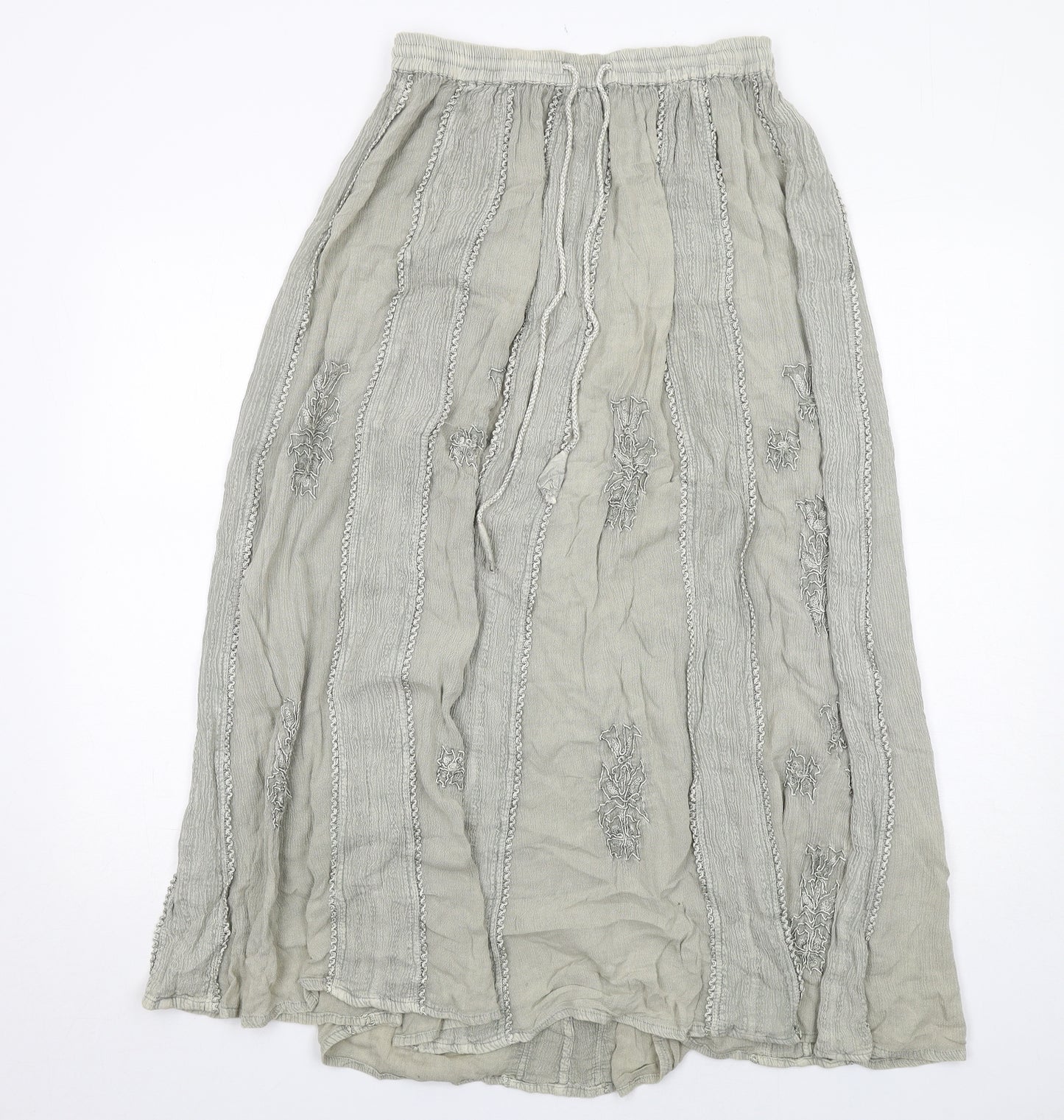 Just Elegance Womens Green Geometric Viscose Peasant Skirt Size S Drawstring