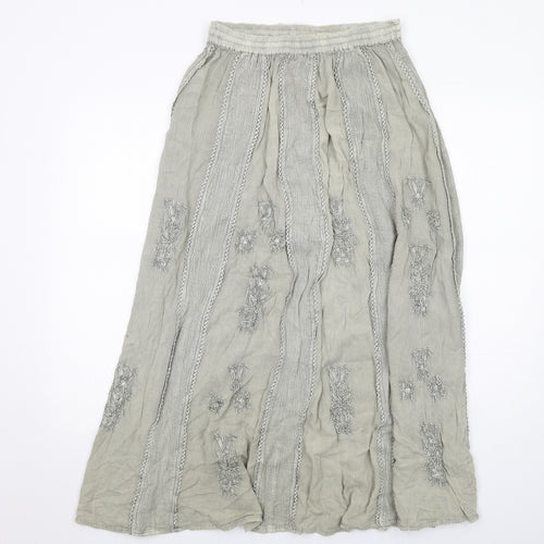 Just Elegance Womens Green Geometric Viscose Peasant Skirt Size S Drawstring