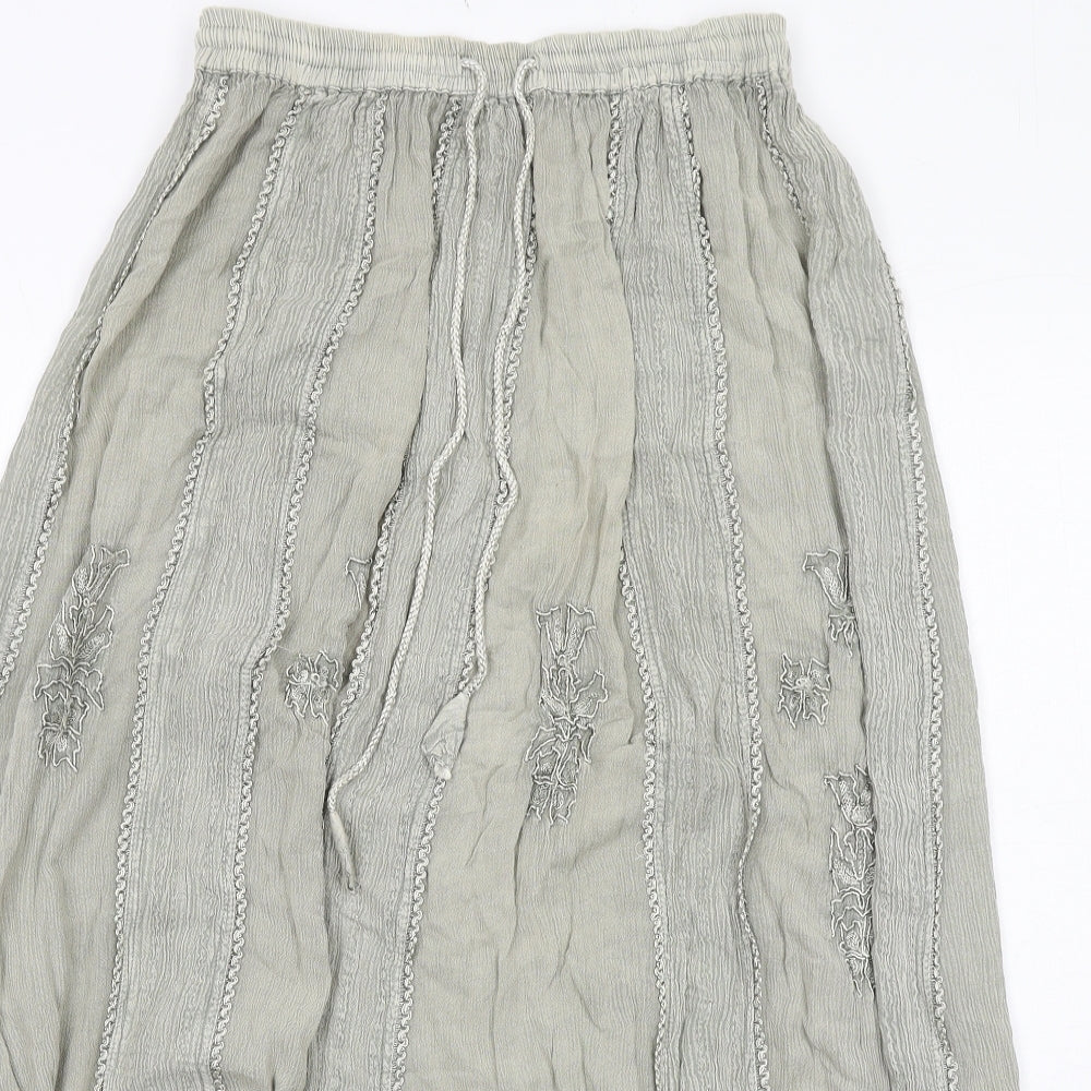 Just Elegance Womens Green Geometric Viscose Peasant Skirt Size S Drawstring