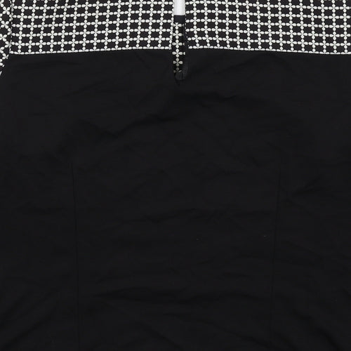 Oasis Womens Black Geometric Polyester Basic Blouse Size 10 Round Neck