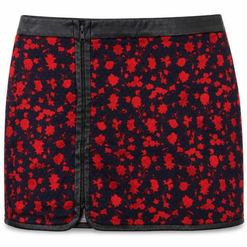 Mango Womens Blue Floral Cotton Mini Skirt Size 8 Zip