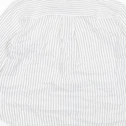 H&M Womens White Striped Cotton Basic Button-Up Size 10 Collared