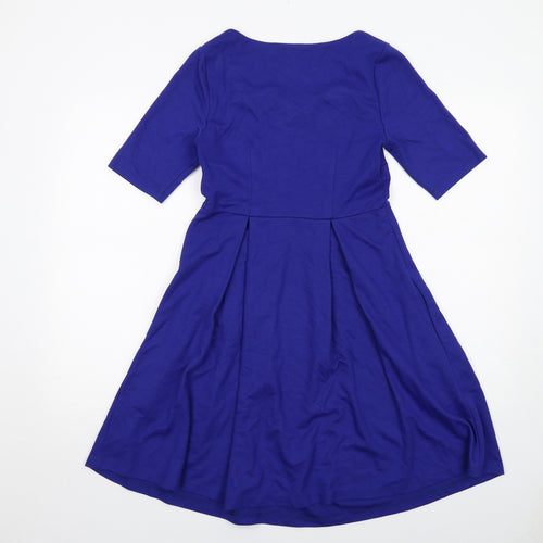 mamas & papas Womens Blue Polyester Fit & Flare Size 10 Scoop Neck Pullover