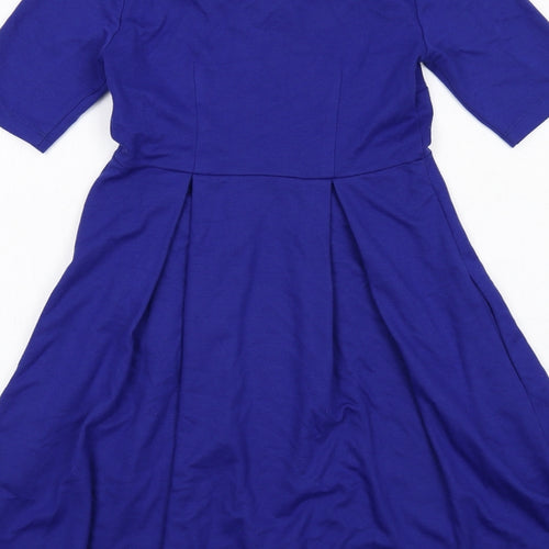 mamas & papas Womens Blue Polyester Fit & Flare Size 10 Scoop Neck Pullover