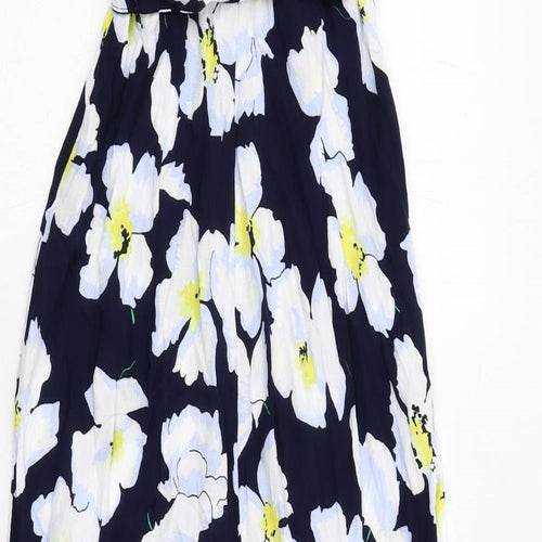 Marks and Spencer Womens Blue Floral Viscose Jumpsuit One-Piece Size 10 Zip