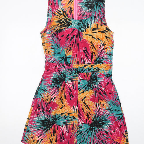 VERO MODA Womens Multicoloured Geometric Polyester Playsuit One-Piece Size 10 Zip