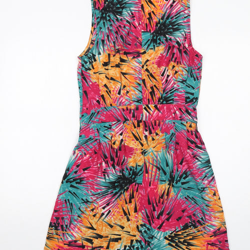 VERO MODA Womens Multicoloured Geometric Polyester Playsuit One-Piece Size 10 Zip
