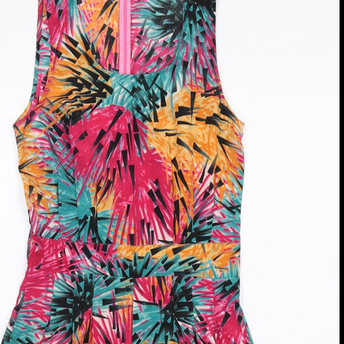 VERO MODA Womens Multicoloured Geometric Polyester Playsuit One-Piece Size 10 Zip