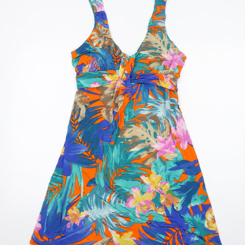 Wallis Womens Multicoloured Floral Viscose Tank Dress Size 12 V-Neck Pullover