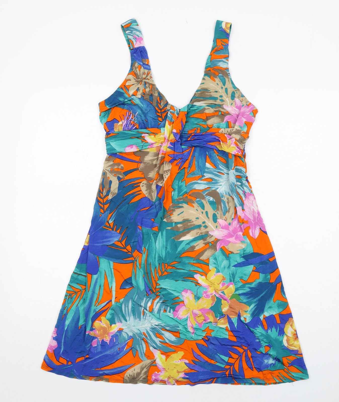Wallis Womens Multicoloured Floral Viscose Tank Dress Size 12 V-Neck Pullover