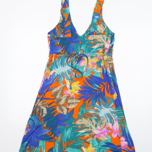 Wallis Womens Multicoloured Floral Viscose Tank Dress Size 12 V-Neck Pullover