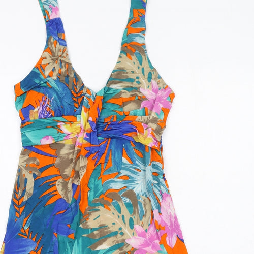 Wallis Womens Multicoloured Floral Viscose Tank Dress Size 12 V-Neck Pullover