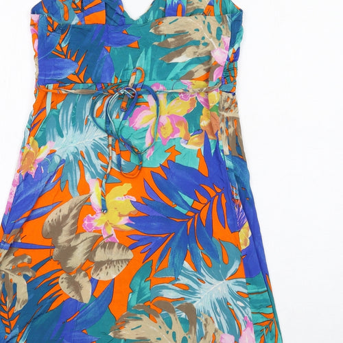 Wallis Womens Multicoloured Floral Viscose Tank Dress Size 12 V-Neck Pullover